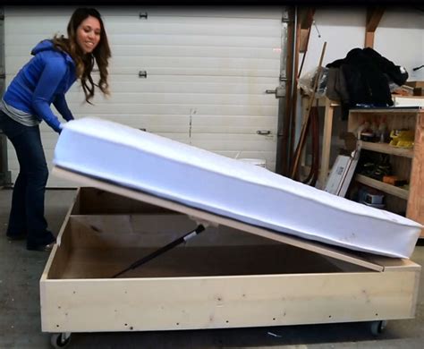 Roll it out for access and roll it back in when you're done. Ana White | Queen Size Lift Storage Bed - DIY Projects
