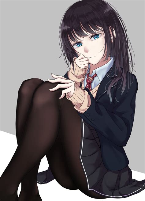 Share the best gifs now >>>. Wallpaper : illustration, anime girls, blue eyes, cartoon, black hair, dark hair, original ...