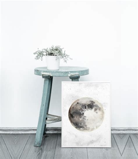 Moon Art Print Watercolor Moon Wall Art By Kiwinberries On Etsy Moon