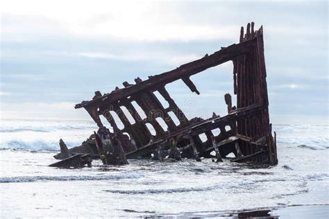 Shipwreck On The Astoria Coast Stock Image Image Of Pacific Blue