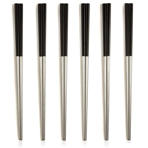 I cannot manage eggs in it. New 6pair 304 Stainless Steel Korean Chopsticks Anti scalding Square Chopsticks Black and silver ...
