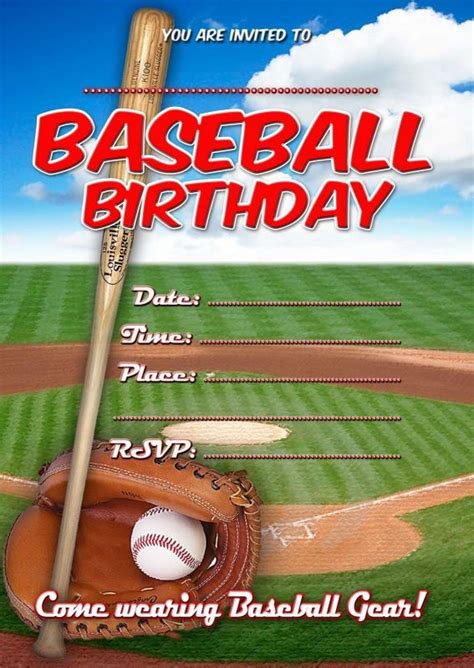 Free Baseball Birthday Invitations Printable
