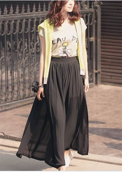 Wholesale Korea Stylish Fashion Chiffon Long Skirt