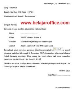 Contoh surat izin tidak masuk kuliah. Contoh Surat Izin Tidak Masuk Sekolah Karena Acara ...