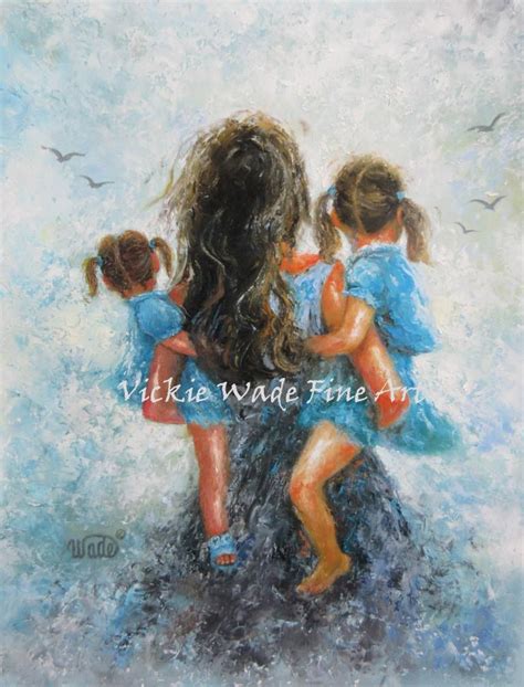 Mother Two Daughters Art Print Mother Paintings Mom Two Girls