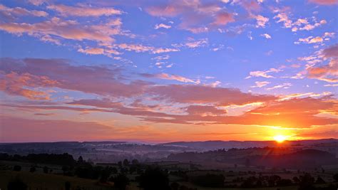 Sunrise Wallpaper 4k Blue Sky Panorama Early Morning