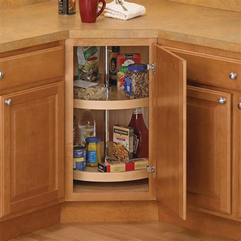 As corner cabinet lazy susans are annoying and hard to turn, you might want to consider alternatives like pullout tray drawers, corner drawers, swinging pullouts, and recycling centers. Knape & Vogt 31.5 in. x 32 in. x 32 in. Full Round Wood ...