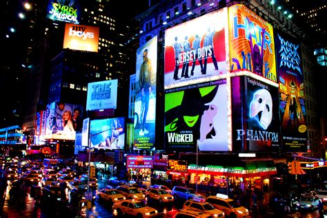 Times Square New York Usa City Cities Neon Lights Traffic