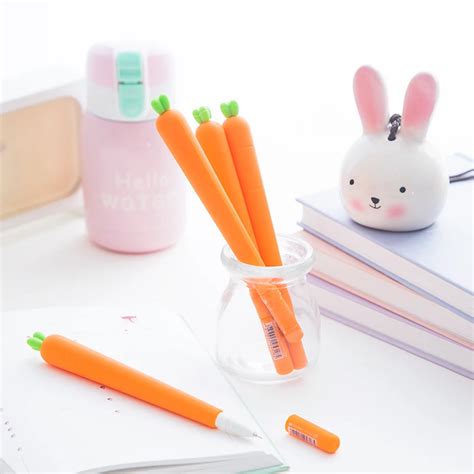 2 Pcs 05mm Novelty Fresh Carrot Gel Pen Promotional T Stationery