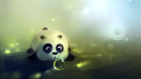 Panda Animal Illustation Apofiss Panda Artwork Bubbles Hd Wallpaper