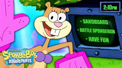 an entire day with sandy cheeks ☀️ hour by hour spongebob youtube