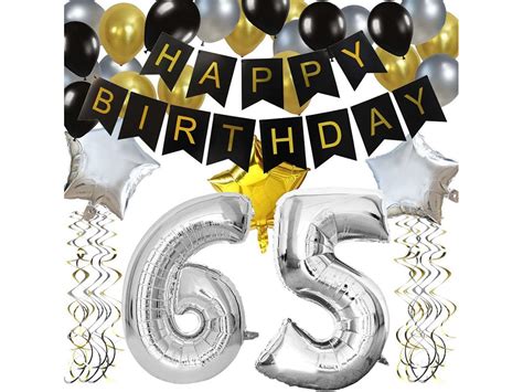 Classy 65th Birthday Party Decorations Kit Black Happy Etsy