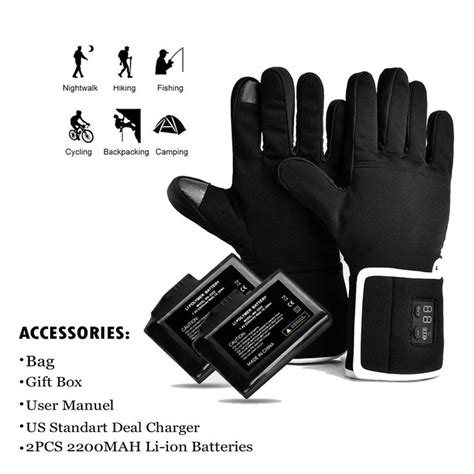 An Image Of Gloves And Batteries With Instructions