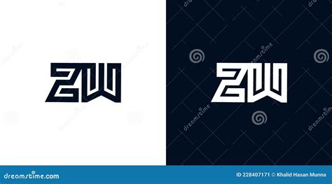 Minimal Creative Initial Letters Zw Logo Stock Vector Illustration Of