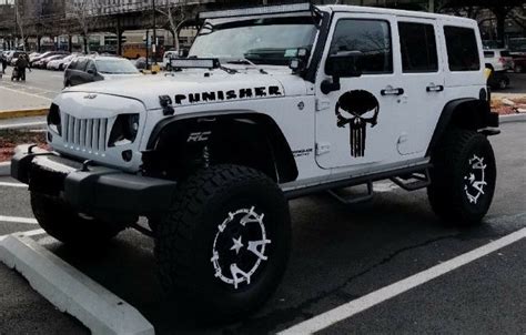 Product Distressed Punisher Decal For Jeep Wrangler Doors And Hood