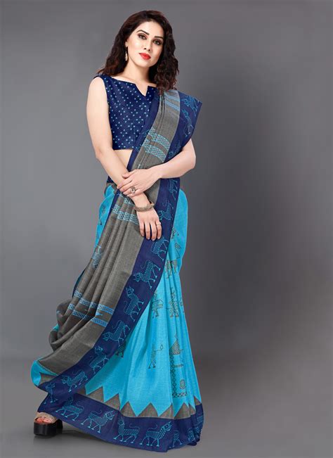 Buy Silk Turquoise Classic Saree Online Saree