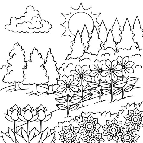 Premium Vector Design Vector Coloring Page Landscape Nature