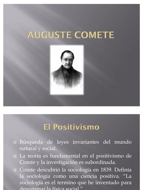 Agusto Comte Positivismo Sociología