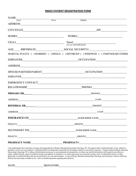 Patient Registration Form In Word And Pdf Formats