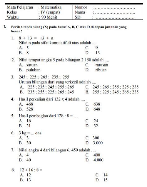Contoh Soal Matematika Kelas 8 Semester 1 Homecare24