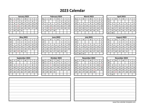 Printable Annual Calendars With Boxes Ten Free Printable Calendar Hot