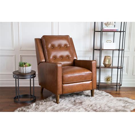 Abbyson Arlo Tufted Leather Pushback Recliner | Top grain leather sofa