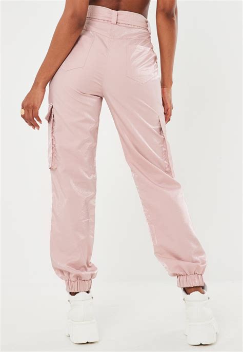 Pink victoria secrets cargo pants size 2. Pink Shimmer Tortoiseshell Belted Cargo Pants | Missguided