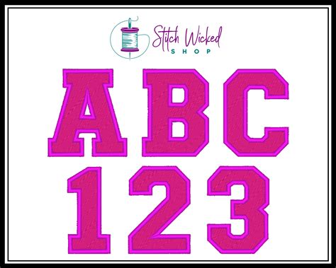 Varsity Letters And Numbers Pink With Purple Edge Color Etsy