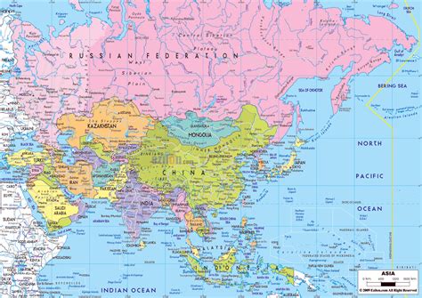 Large Scale Political Map Of Asia With Relief Major Cities And Capitals