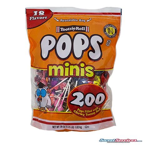 18 Flavor Tootsie Roll Mini Pops 200 Count Bag Bulk Lollipops