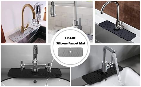 Lisade Kitchen Sink Splash Guard Silicone Mat Sink Splash Guard Behind Faucet Water