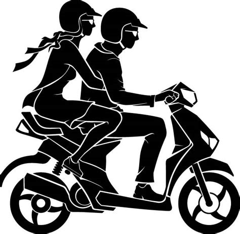 Motorcycle Couple Illustrations Illustrations Royalty Free Vector