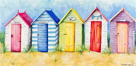 Xyz1 Summer Beach Huts Drawing Peinture De Voilier Plage