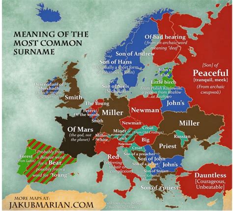 The Meaning Of The Most Common Surnames In Europe By Country