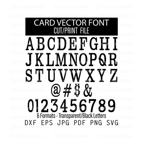 Card Font Vector Letter Images Cutprint Vector File Etsy