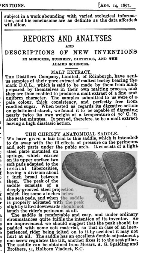 1898 CYCLE SADDLES: The Anatomical Saddle | The Online