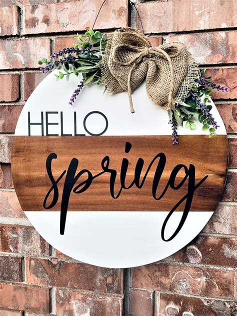 Spring Door Hanger Hello Spring Door Hanger Spring Wreath Etsy Door