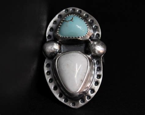 Size White Buffalo X Royston Turquoise Sterling Silver Etsy