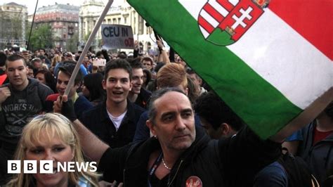 Large Protest In Support Of Hungarys Soros Backed University Bbc News