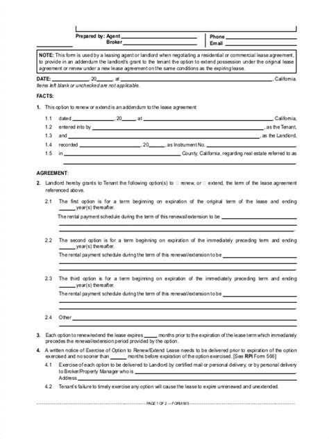 sample lease forms   ms word