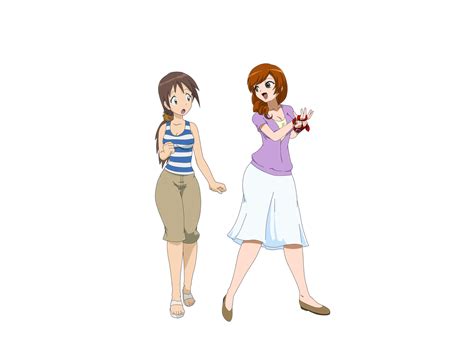 Daimon Sayuri Yagami Yuuko Digimon Highres Girls Breasts Brown