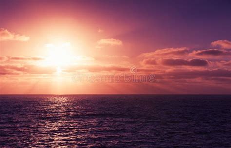 Seascape With Sun In Dramatic Cloudy Sky Stock Image Image Of Cloud