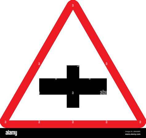 Major Road Ahead Traffic Sign Vector Illustration Red Triangle
