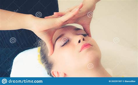 Woman Gets Facial And Head Massage In Luxury Spa Stock Image Image Of Nature Rejuvenate