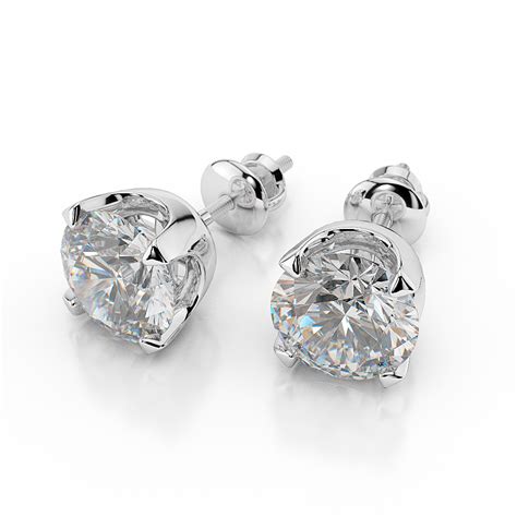 Carat Diamond Stud Earrings Round Cut D Vs K White Gold