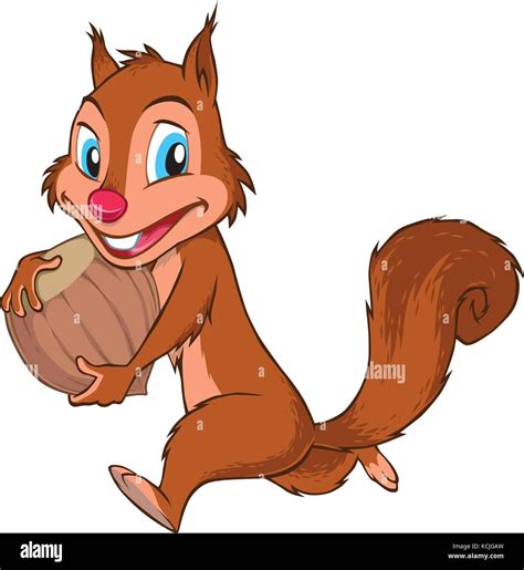 Royalty Vector Stock Vector Cartoon Of A Cute Squirrel Running With A