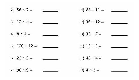division facts worksheets