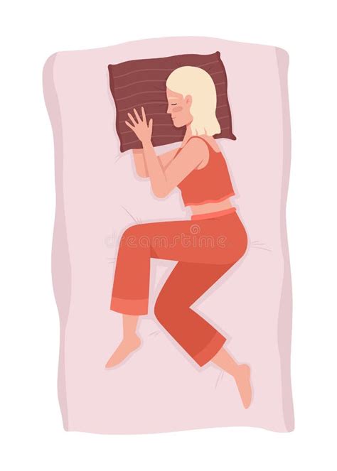 Female Side Sleeper With Arm Under Pillow 2d Vector Isolated