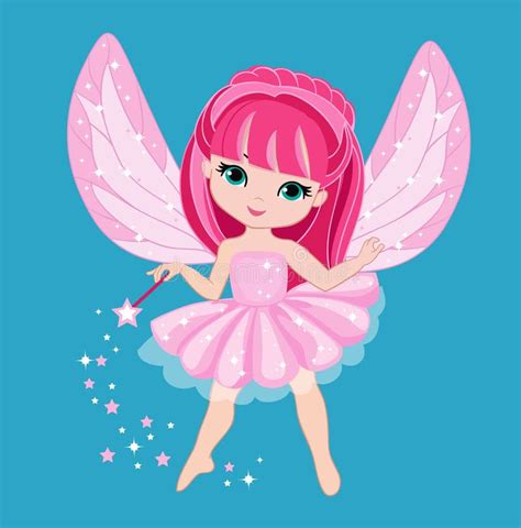 Beautiful Little Fairy With Pink Hair Stock Vector Illustration Of