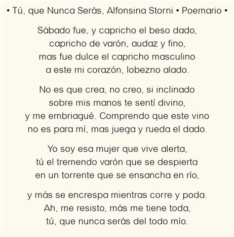 Tú Que Nunca Serás Alfonsina Storni Poema Original En Análisis